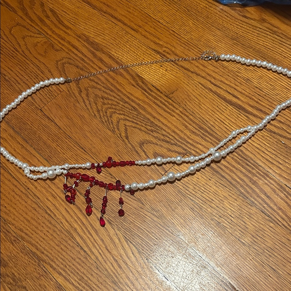 Gothic Blood Illusion Pearl Waist Chain